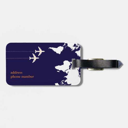 monogram / stijlvol Mr&Mrs vliegtuig reizen Bagagelabel (Achterkant horizontaal)