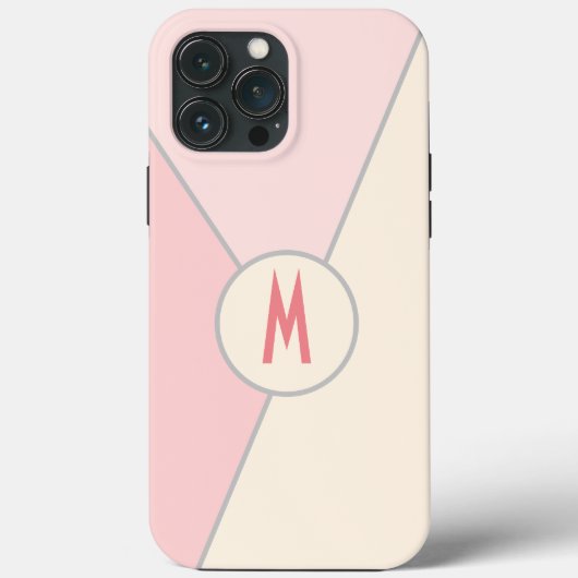 monogram Stijlvol roze kleurenblok Case-Mate iPhone Case (Achterkant)