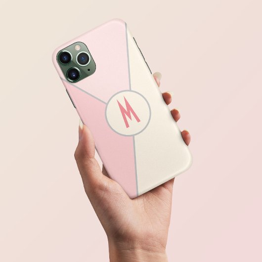 monogram Stijlvol roze kleurenblok Case-Mate iPhone Case