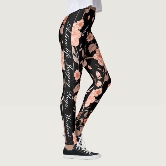 Monogram Stijlvol script aan de zijkanten Zwart bl Leggings (Rechts)