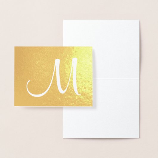 Monogram Stijlvol Script Initiaal Gevouwen Goud Folie Kaarten (Display)