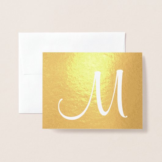 Monogram Stijlvol Script Initiaal Gevouwen Goud Folie Kaarten (Voorkant met envelop)