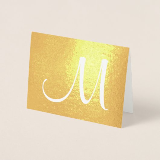 Monogram Stijlvol Script Initiaal Gevouwen Goud Folie Kaarten (Voorkant)