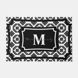 Monogram stijlvol zwart en wit stijlvol deurmat