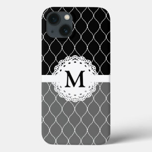 Monogram - Stijlvol zwart-wit kantpatroon Case-Mate iPhone Case