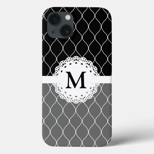 Monogram - Stijlvol zwart-wit kantpatroon Case-Mate iPhone Case (Achterkant)