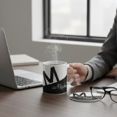 monogram stijlvol zwart-wit kleurenblok koffiemok