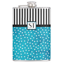 Monogram Stijlvolle Blauwe Blauwe Dot Black Stripe