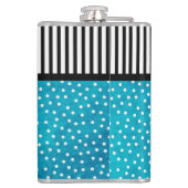 Monogram Stijlvolle Blauwe Blauwe Dot Black Stripe Heupfles (Achterkant)