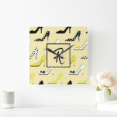 Monogram Stijlvolle Gele Hoogte Vierkante Klok (Huis)