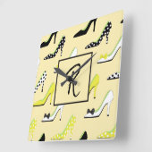 Monogram Stijlvolle Gele Hoogte Vierkante Klok (Hoek)