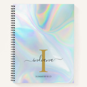 Monogram stijlvolle holografische aangepaste initi notitieboek