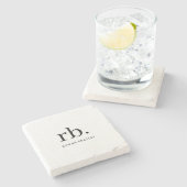 Monogram Stijlvolle Modern Minimalistische Marmer Stenen Onderzetter (Zijkant)