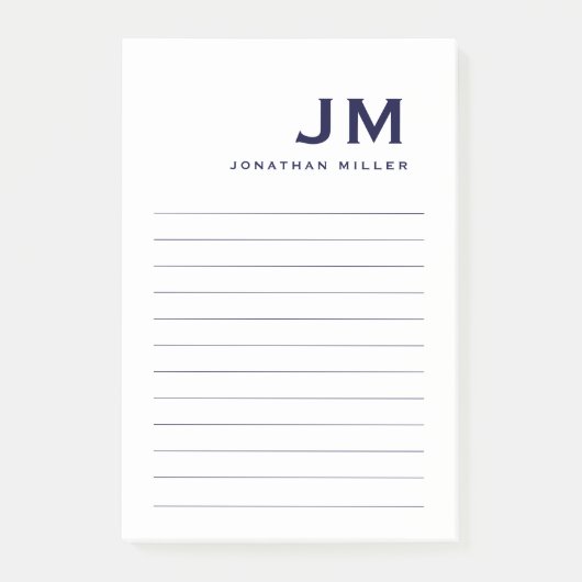 Monogram stijlvolle, moderne, minimalistische uitg post-it® notes (Voorkant)