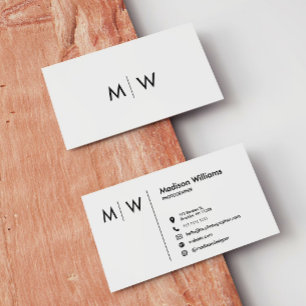 Monogram stijlvolle moderne minimalistische visite visitekaartje