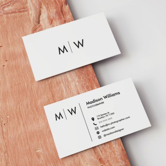 Monogram stijlvolle moderne minimalistische visite visitekaartje