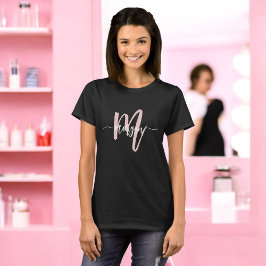 Monogram Stijlvolle Moderne Roze Bedrijf T-shirt
