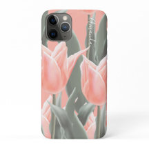 Monogram & stijlvolle perzik tulpen bloemen