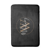 Monogram stijlvolle script naam goud zwart  badmat (Voorkant Verticaal)