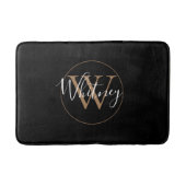 Monogram stijlvolle scriptnaam Gold Black Badmat (Voorkant)