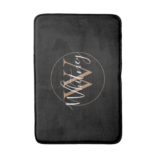 Monogram stijlvolle scriptnaam Gold Black  Badmat (Voorkant Verticaal)