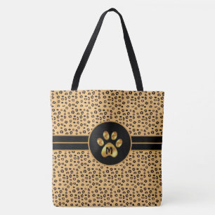 Monogram & Stijlvolle Tijgerprint & Poot Tote Bag