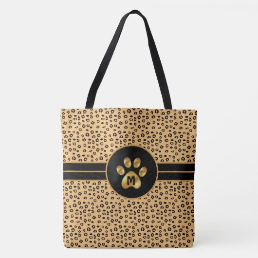 Monogram & Stijlvolle Tijgerprint & Poot Tote Bag (Voorkant)