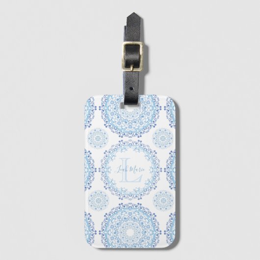 Monogram Stijlvolle Vintage Mandala Gepersonalisee Bagagelabel (Voorkant (verticaal))