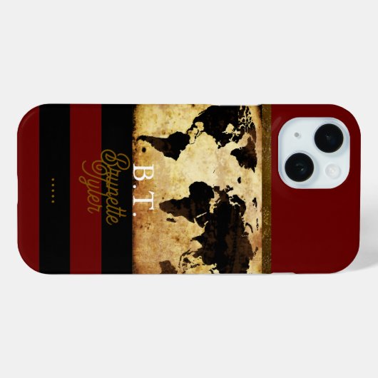 Monogram stijlvolle wereldkaart Case-Mate iPhone case (Achterkant (horizontaal))