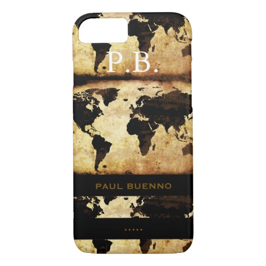 monogram stijlvolle wereldkaart Case-Mate iPhone case (Achterkant)