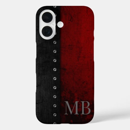 Monogram Stilistisch Rustiek Rood Grunge Case-Mate iPhone Case (Achterkant)