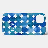 Monogram stip patroon - blauw en groen Hoesje (Achterkant (horizontaal))