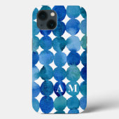 Monogram stip patroon - blauw en groen Hoesje (Achterkant)