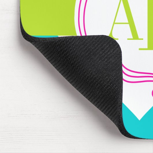 Monogram Stippen en Chevron gepersonaliseerd Muismat (Hoek)