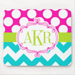 Monogram Stippen en Chevron gepersonaliseerd Muismat