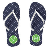 Monogram Stippen van de marine en de Groene Tiny Teenslippers (Voetbed)