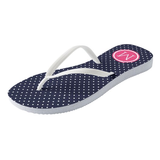 Monogram Stippen van de marine en de roze tiny Teenslippers (Schuin)