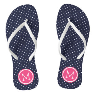 Monogram Stippen van de marine en de roze tiny Teenslippers