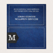 Monogram | Stitched Blue Leather en Patch Visitekaartje (Buitenkant ongevouwen)