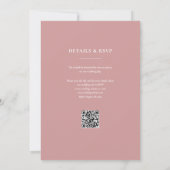 Monogram Stof Roze QR Code Trouwen Kaart (Achterkant)