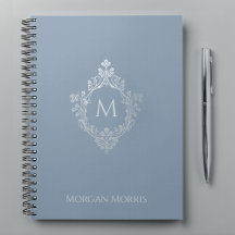 Monogram Stofblauw Elegant Vintage Wapen en Naam