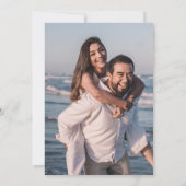 Monogram Stofblauw Foto Bruiloft Save The Date (Achterkant)