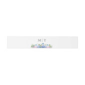 Monogram Stofblauw Hortensia Bloem Bruiloft Uitnodigingen Wikkel (Vlak)