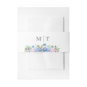 Monogram Stofblauw Hortensia Bloem Bruiloft Uitnodigingen Wikkel (Voorkant Voorbeeld)