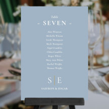 Monogram Stofblauw Zitplaatsen Plan Tafel Nummer