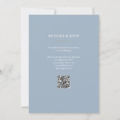 Monogram Stofblauwe QR Code Trouw Kaart (Achterkant)