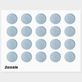 Monogram stofblauwe waszegel trouwstickers ronde sticker (Vel)