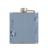 Monogram Stoffig Blauw Botanisch Bruidsmeisje Heupfles (Achterkant)