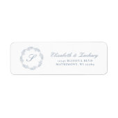 Monogram Stoffig Blauw Foliage Krans Retouradres Etiket (Voorkant)