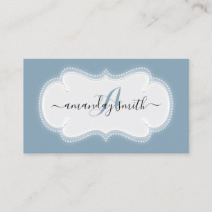 Monogram Stoffig Blauw Kapper Make-up Artiest Visitekaartje